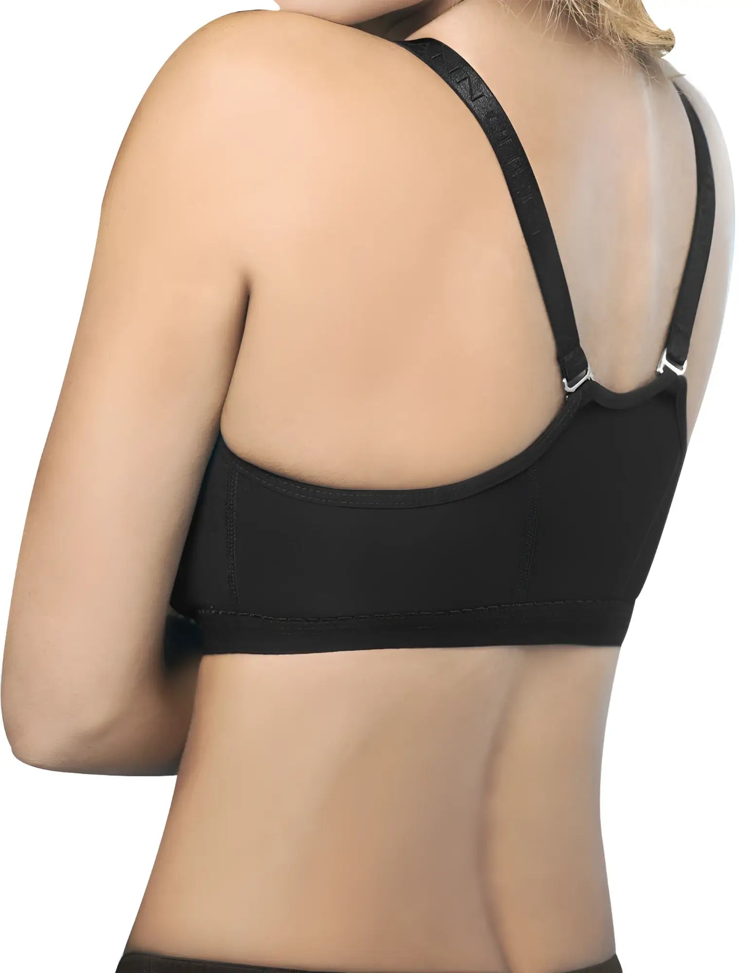 Black ann chery 3004 powernet brassiere with adjustable straps and seamless back design for support and comfort