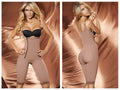 Ann Chery 5121 powernet briggite shapewear bodysuit in brown with black bra insert and side zipper in beige