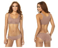 Beige seamless underwire Ann Chery 5130 post-surgery bra with adjustable straps and matching high-waisted briefs