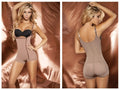 Beige brown Ann Chery 5146 powernet Mara shapewear with black bra top and silver adjustable straps