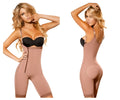 Beige ann chery 5148 powernet angelina shapewear bodysuit with black bra top and front zipper in brown color