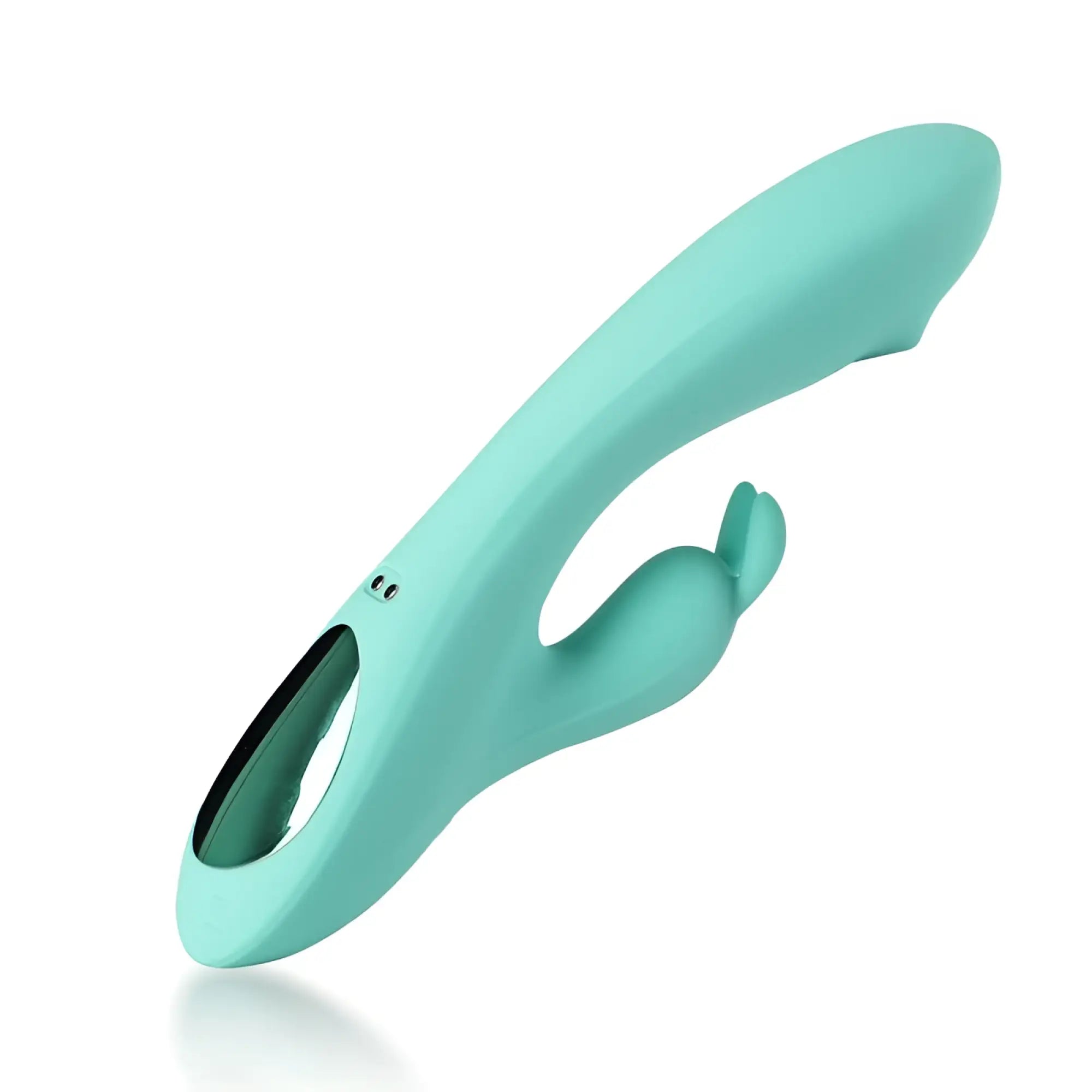 Arosum G-Rabbit rotating G-spot and clitoral vibrator in sleek matte teal silicone with ergonomic rabbit shape and control buttons