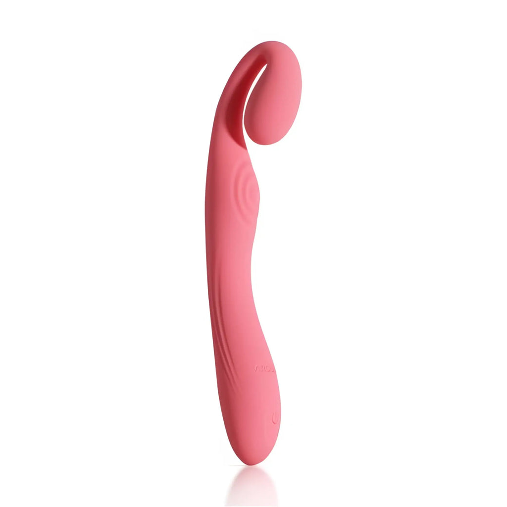 Arosum G-Snuggle ultrasoft pink silicone unisex vibrator with curved handle and textured grip for comfortable use