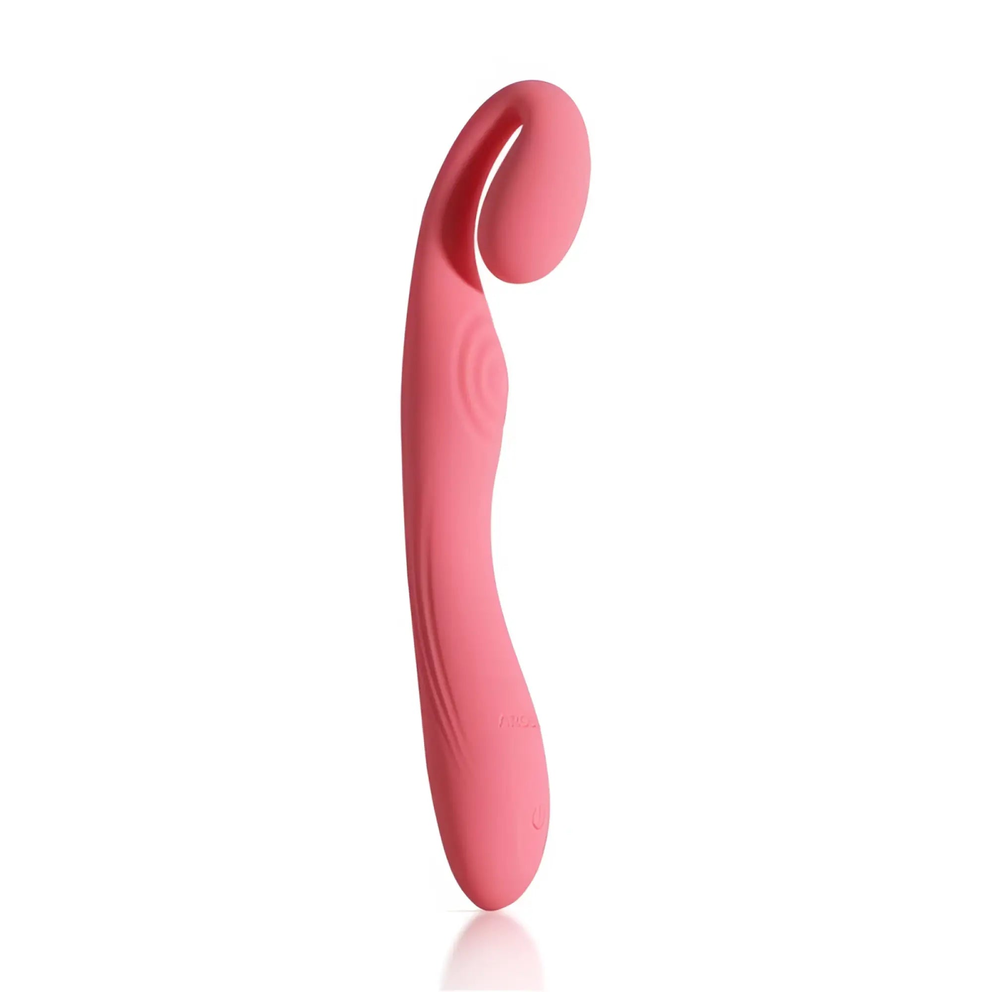 Arosum G-Snuggle ultrasoft pink silicone unisex vibrator with curved handle and textured grip for comfortable use