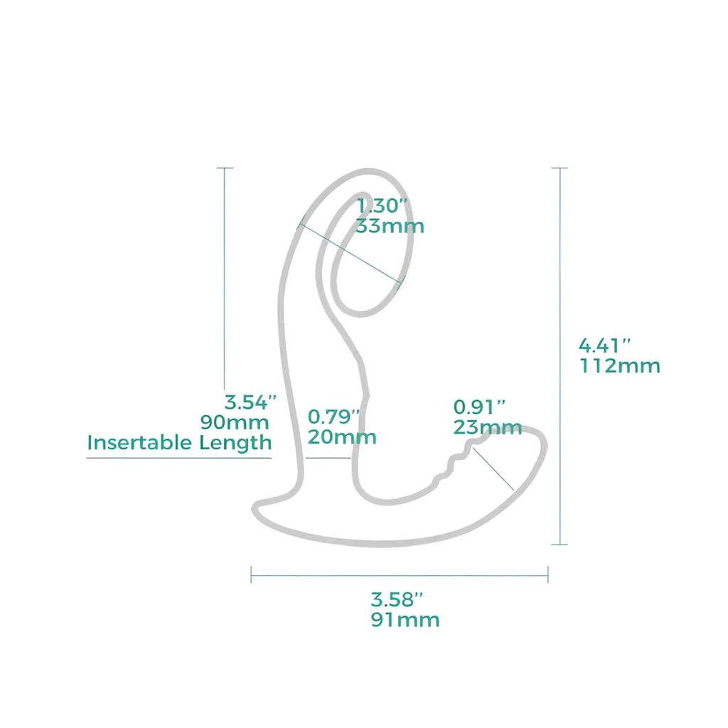 Silicone arosum lushvibe wearbale sprout-shaped unisex vibrator with curved ergonomic cock ring and insertable length markings