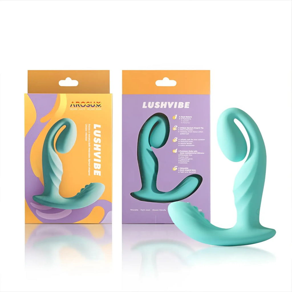 Teal lushvibe arosux wearable sprout-shaped unisex vibrator with smooth ergonomic curves and sleek modern design