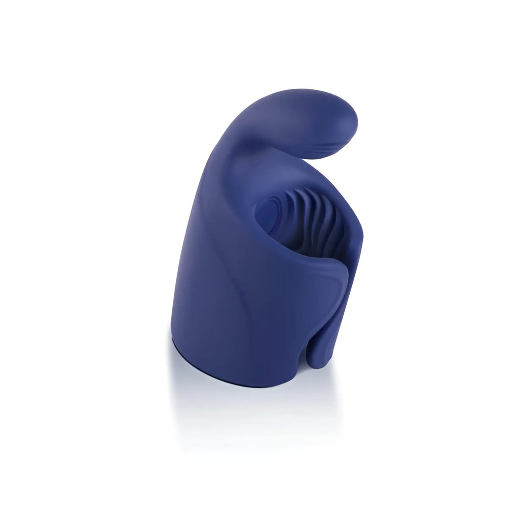Deep blue silicone arosum pulsatex rechargeable male shaft and glans stimulator with smooth ergonomic design and ridged interior