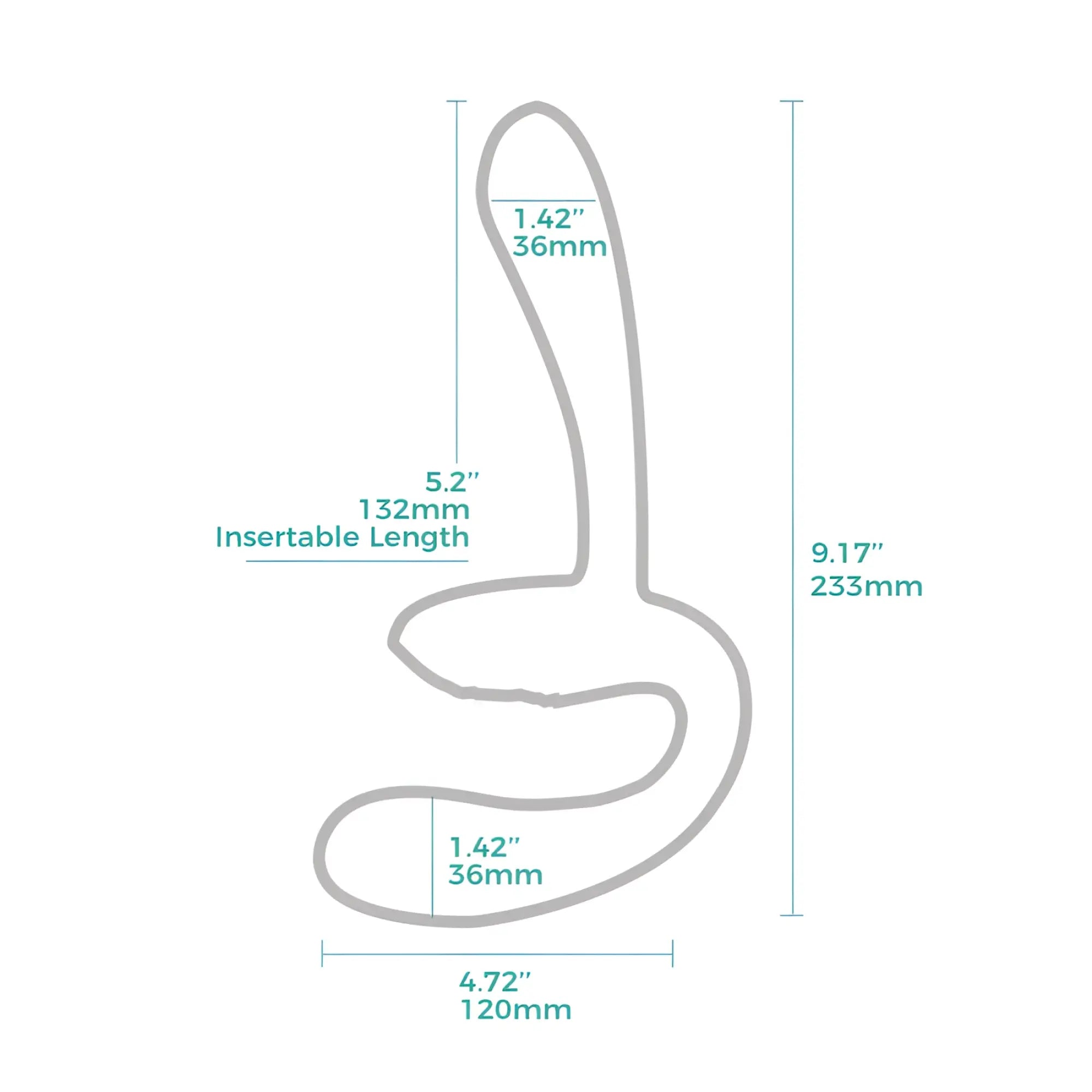 Arosum Sapphi detachable strapless strap-on double vibrator in blue silicone with curved shape and tapered ends