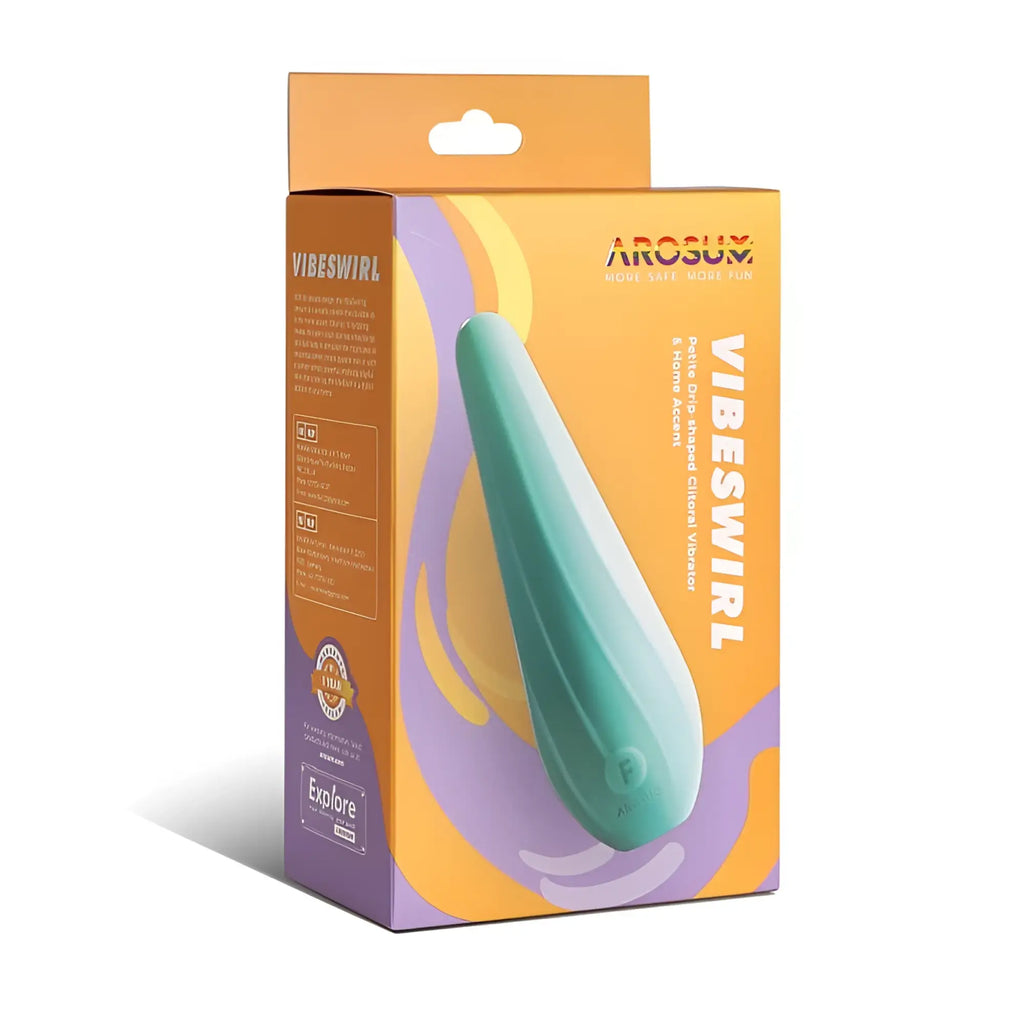 Arosun vibeswirl drip shape rechargeable clitoral vibrator in smooth teal silicone body for gentle dip thrusting