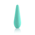Arosum VibeSwirl Drip shape rechargeable vibrator in sleek matte teal silicone with smooth teardrop shape and textured ridges