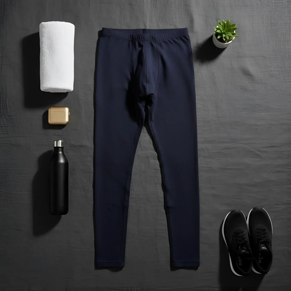 Navy blue stretchy arroyman bulge runner tights rnr006s with elastic waistband for menâ€™s performance running