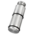 Silver metallic cylindrical assist n2o whipped cream gas cracker with diamond texture and black rubber gaskets for 8g charger