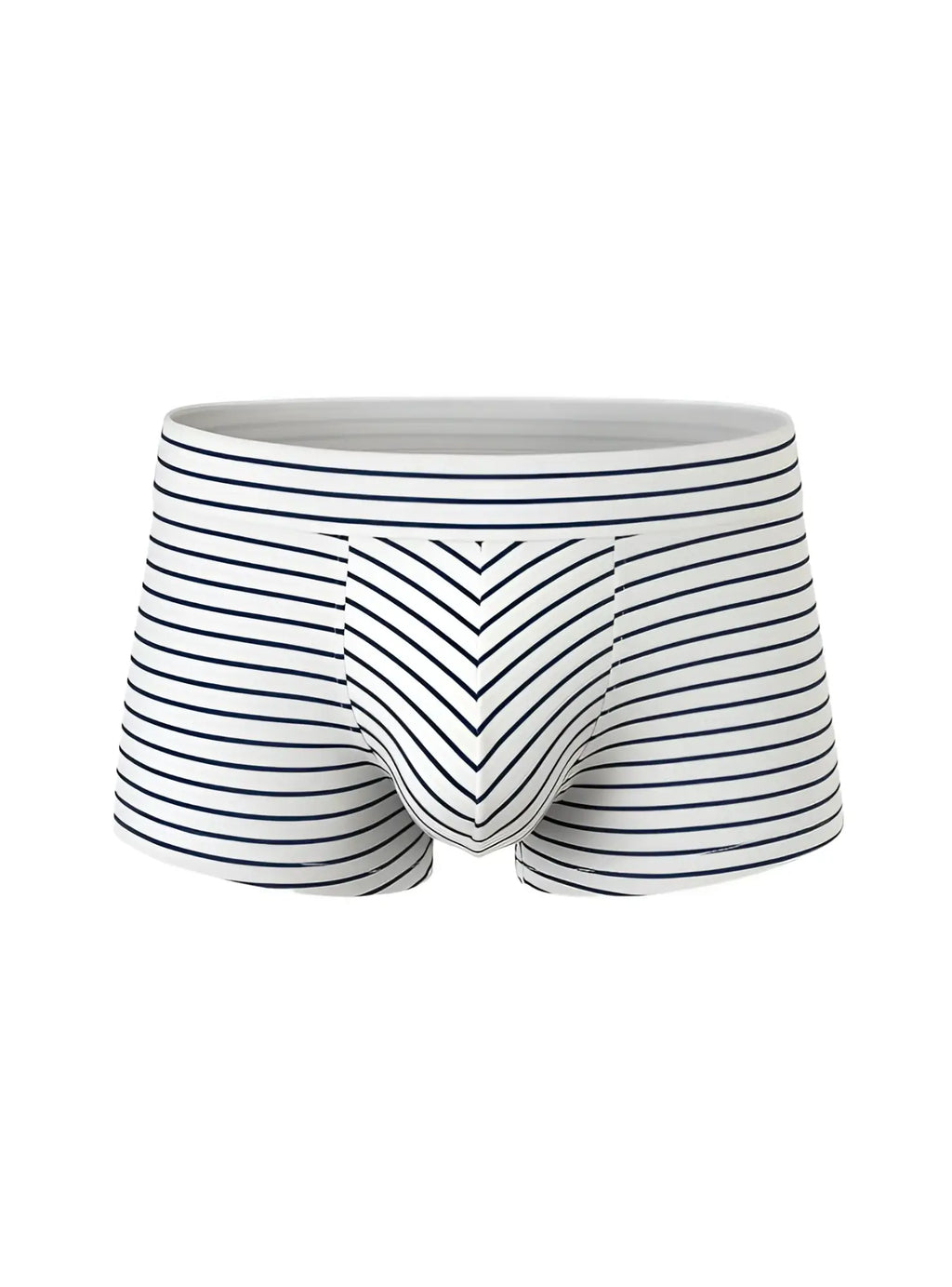 White cotton briefs with navy blue horizontal stripes and a chevron pattern from assorted cotton trunk 4 pieces pack