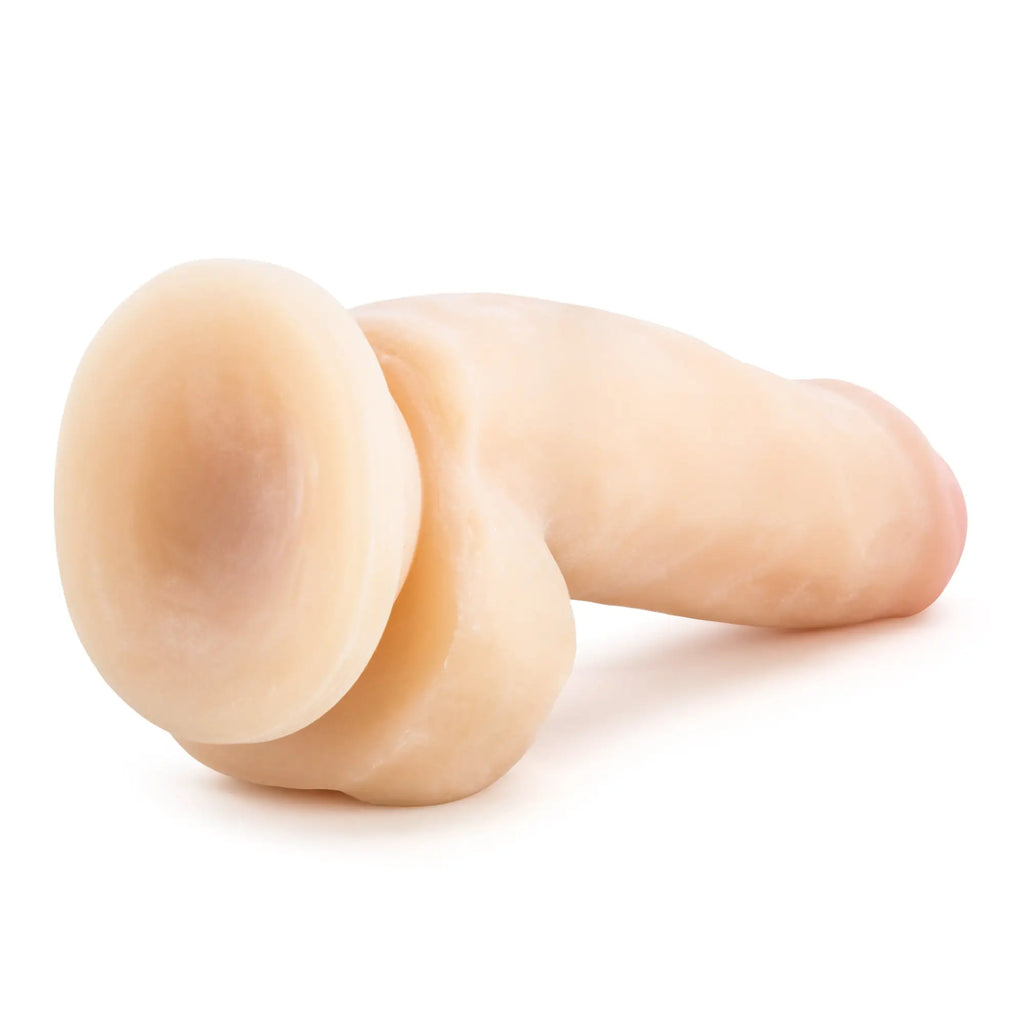 Beige silicone phallus-shaped toy au naturel 7in sensa feel fat boy with smooth realistic texture and rounded contours