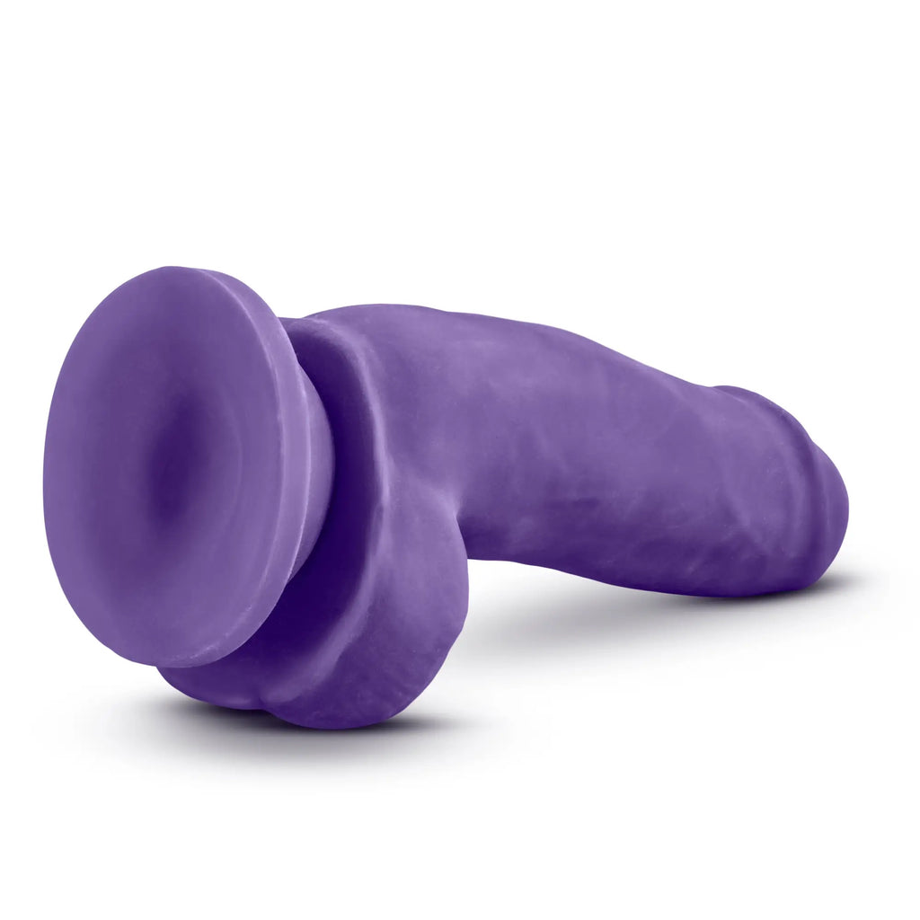 Purple silicone cock ring with suction cup base from au naturel bold beefy 7in dildo product line