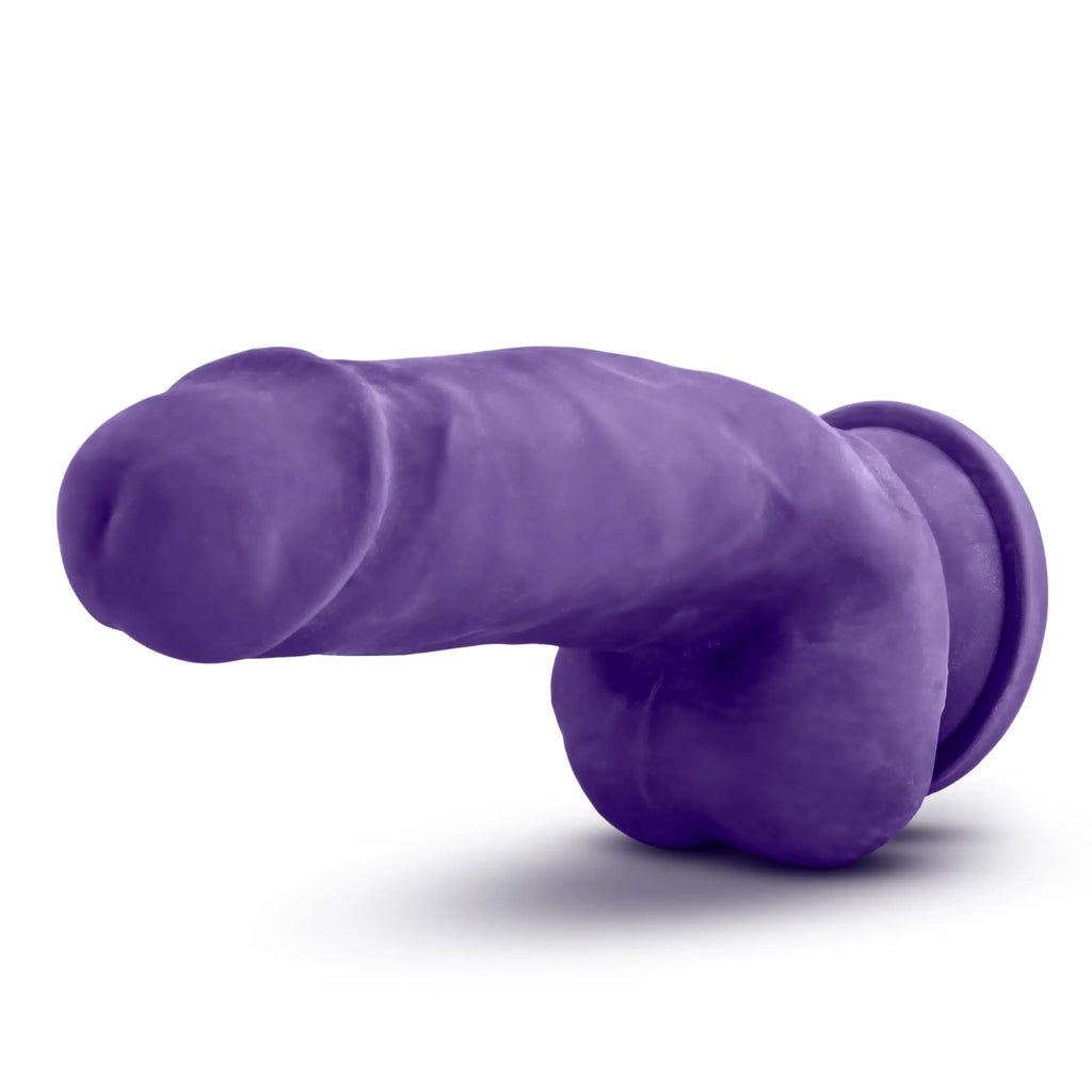 Purple silicone dildo with rounded head and textured base from au naturel bold beefy 7in collection