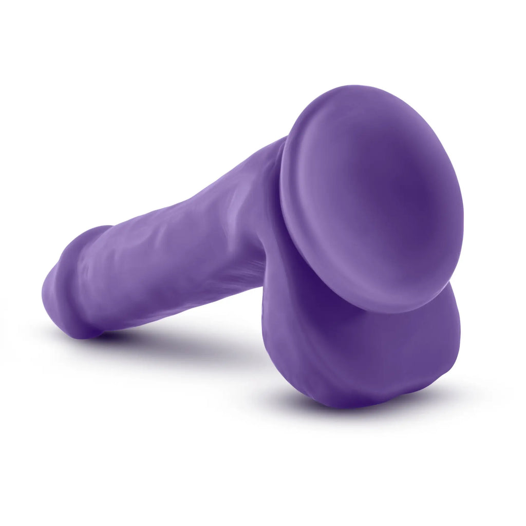 Purple silicone anal plug with rounded bulbous head and tapered shaft from au naturel bold delight 6in dildo