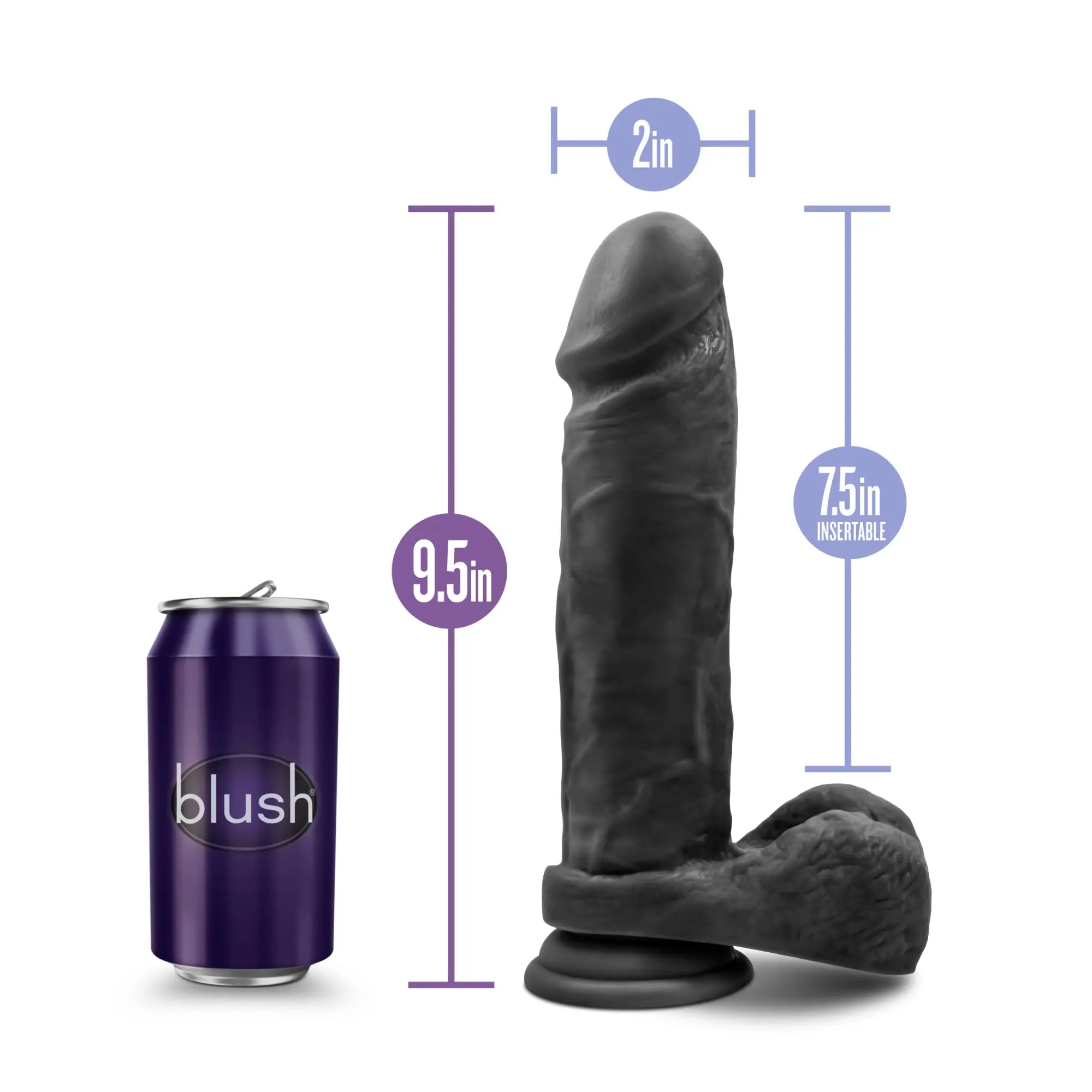 Black blush Au Naturel Au Naturel Bold Massive 9in dildo made of silicone with textured surface and rounded head