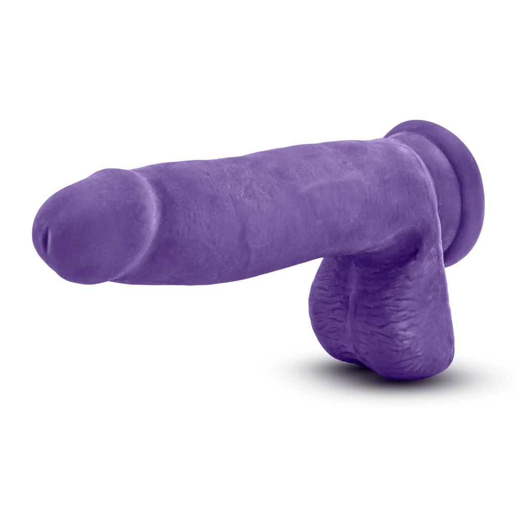 Purple silicone dildo au naturel bold pleaser 7 inch with textured grip and rounded head for comfortable use