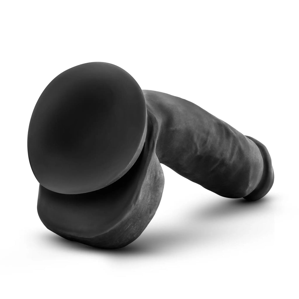 Black silicone dildo with rounded head and tapered shaft from Au Naturel Bold Pound 8.5in dildo collection