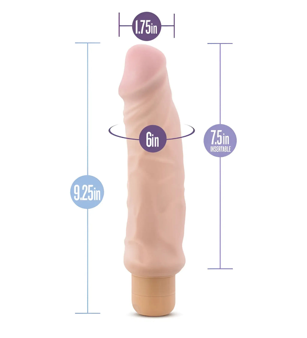 Pink silicone dildo with wooden base and measurement markings from au naturel home wrecker collection