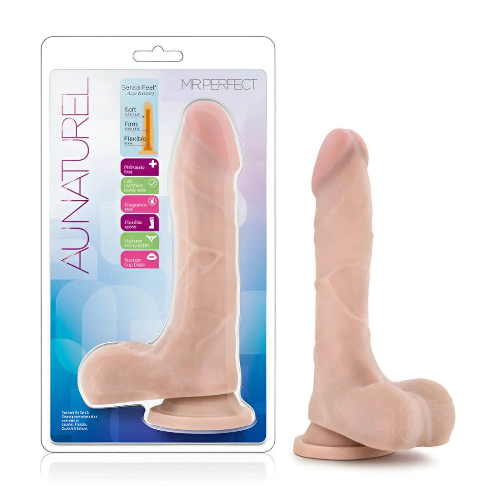 A nude-colored realistic silicone phallus-shaped toy from aunaturel called au naturel mr perfect