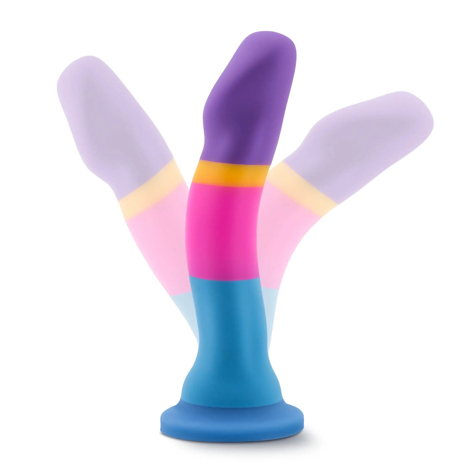 Avant avant d1 hot n cool silicone dildo with vibrant purple top pink middle and blue base for dual temperature play