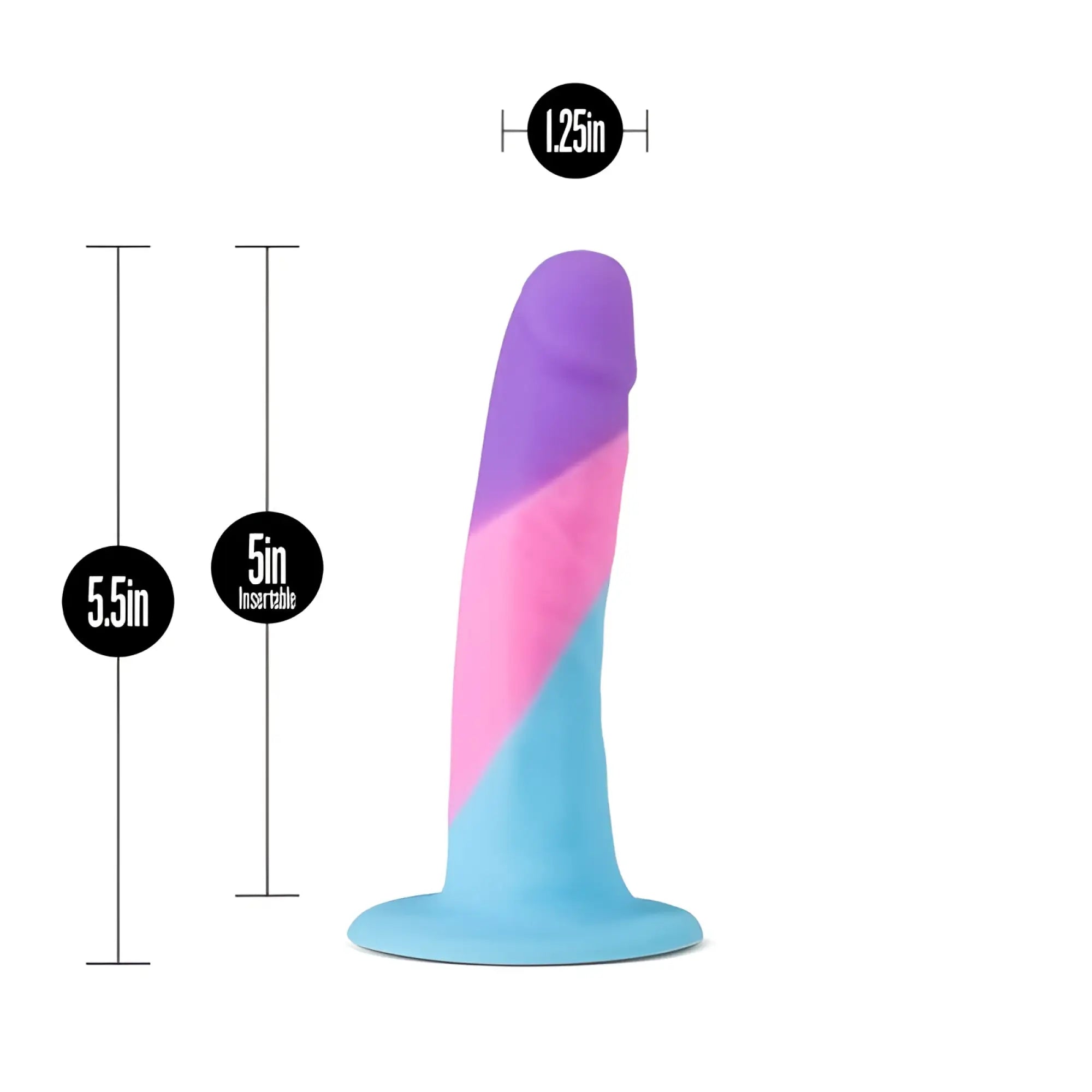 Avant Avant D15 Vision of Love silicone dildo with a smooth purple pink blue gradient and flared base