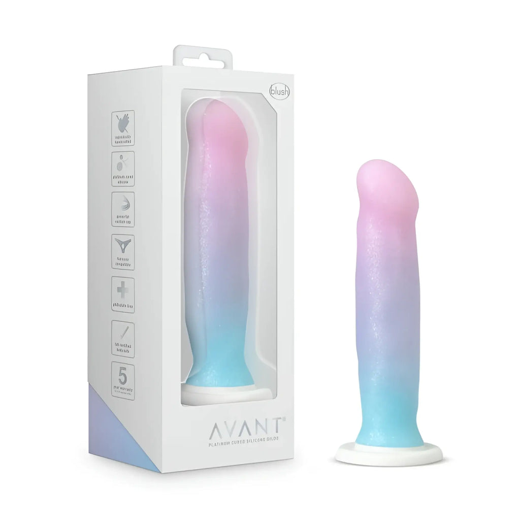 Avant d17 lucky silicone dildo from blush in gradient pink to blue made of body-safe silicone