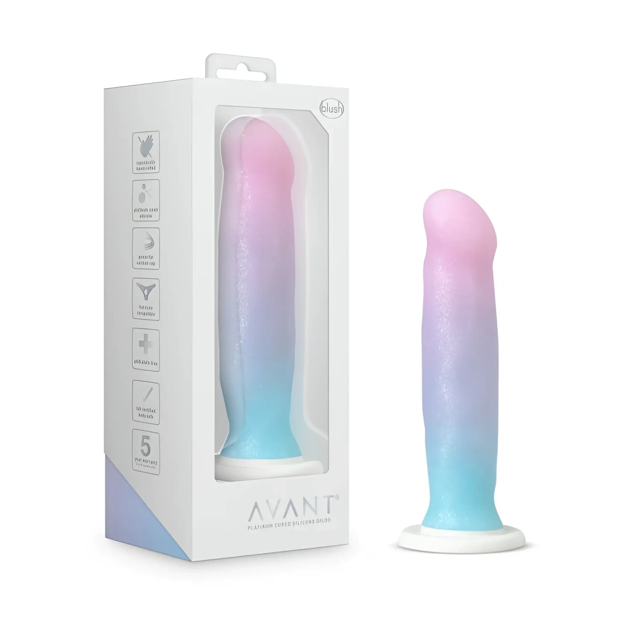 Avant d17 lucky silicone dildo from blush in gradient pink to blue made of body-safe silicone