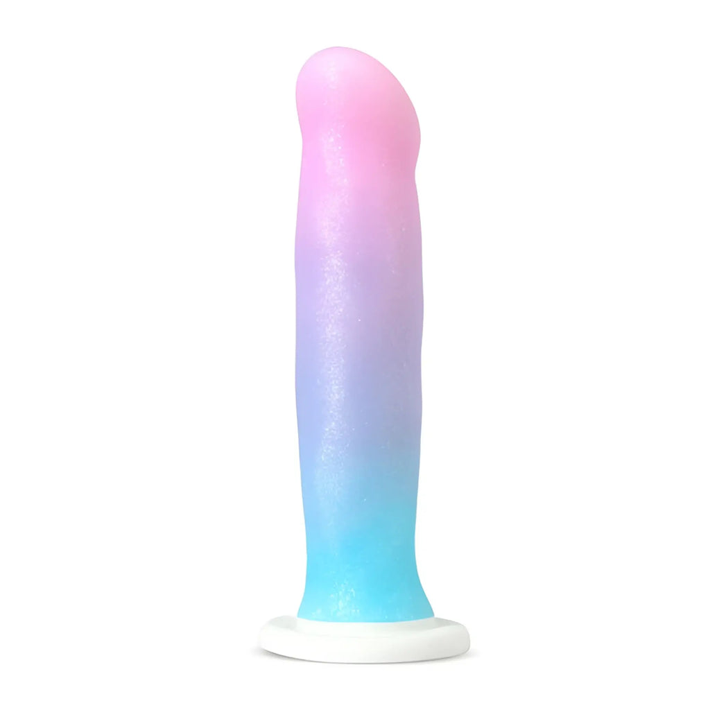 Avant Avant D17 Lucky silicone dildo with a smooth glossy gradient finish from pink to blue made for comfortable use