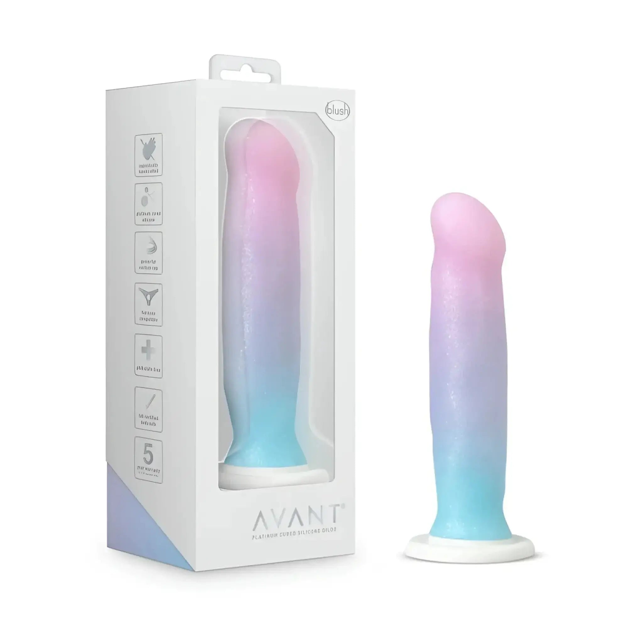Avant d17 lucky silicone dildo from blush in gradient pink to blue made of body-safe silicone