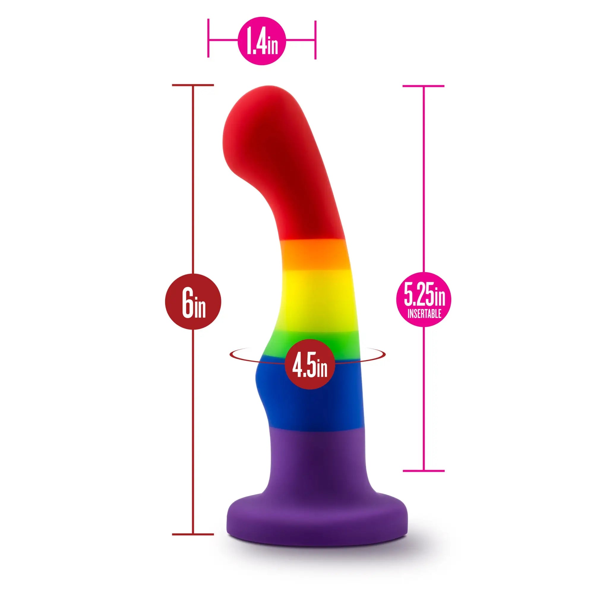 Rainbow-colored silicone anal plug with flared base and tapered head from avant avant pride p1 freedom silicone dildo