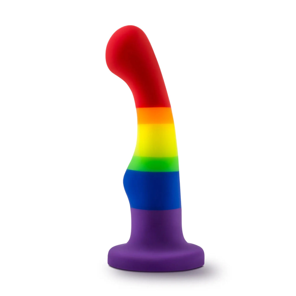 Avant avant pride p1 freedom silicone dildo rainbow colored anal plug with smooth curved design and rounded base