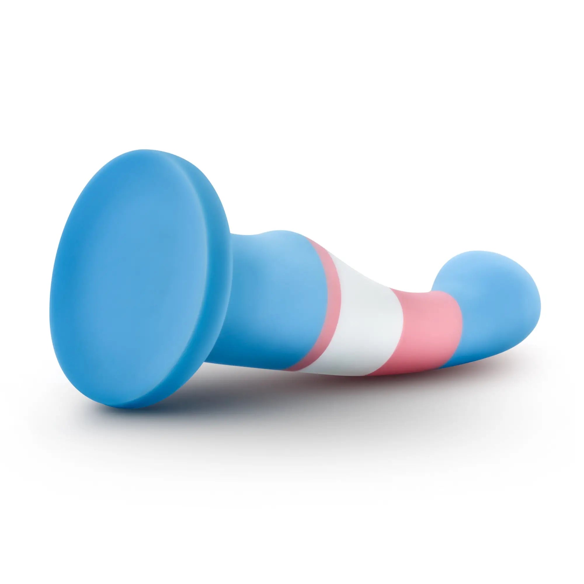 Avant Avant Pride P2 true blue silicone dildo with blue pink and white stripes and a circular base