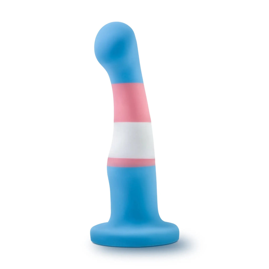 Blue pink and white striped transgender pride themed silicone dildo by avant avant pride p2 true blue model