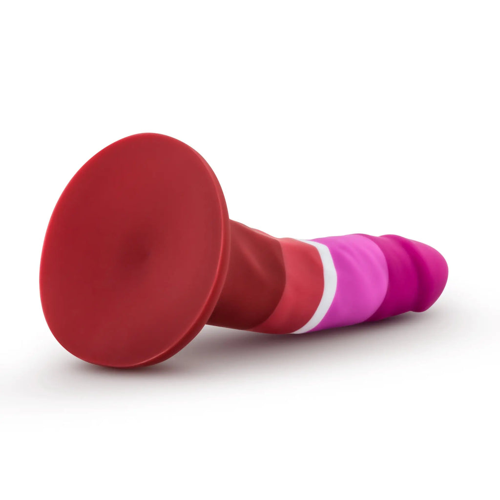 Avant Avant Pride P3 beauty silicone dildo in red and pink with suction cup and white stripe detail