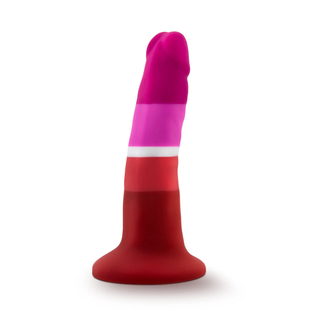 Avant Avant Pride P3 beauty silicone dildo with vibrant multi-colored gradient from deep pink to bright red