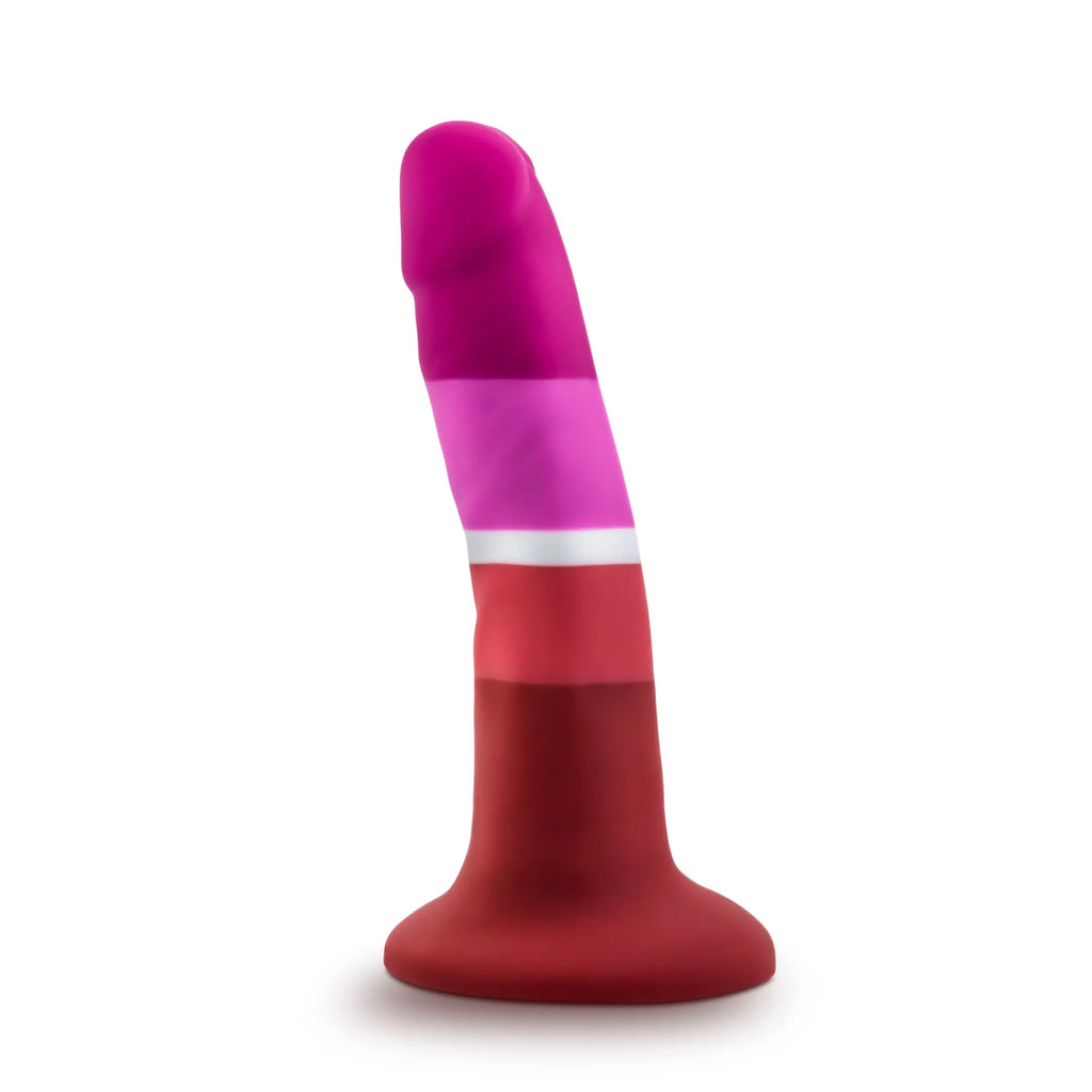 A vibrant pink and red gradient silicone dildo with a smooth glossy finish from Avant Avant Pride P3 Beauty