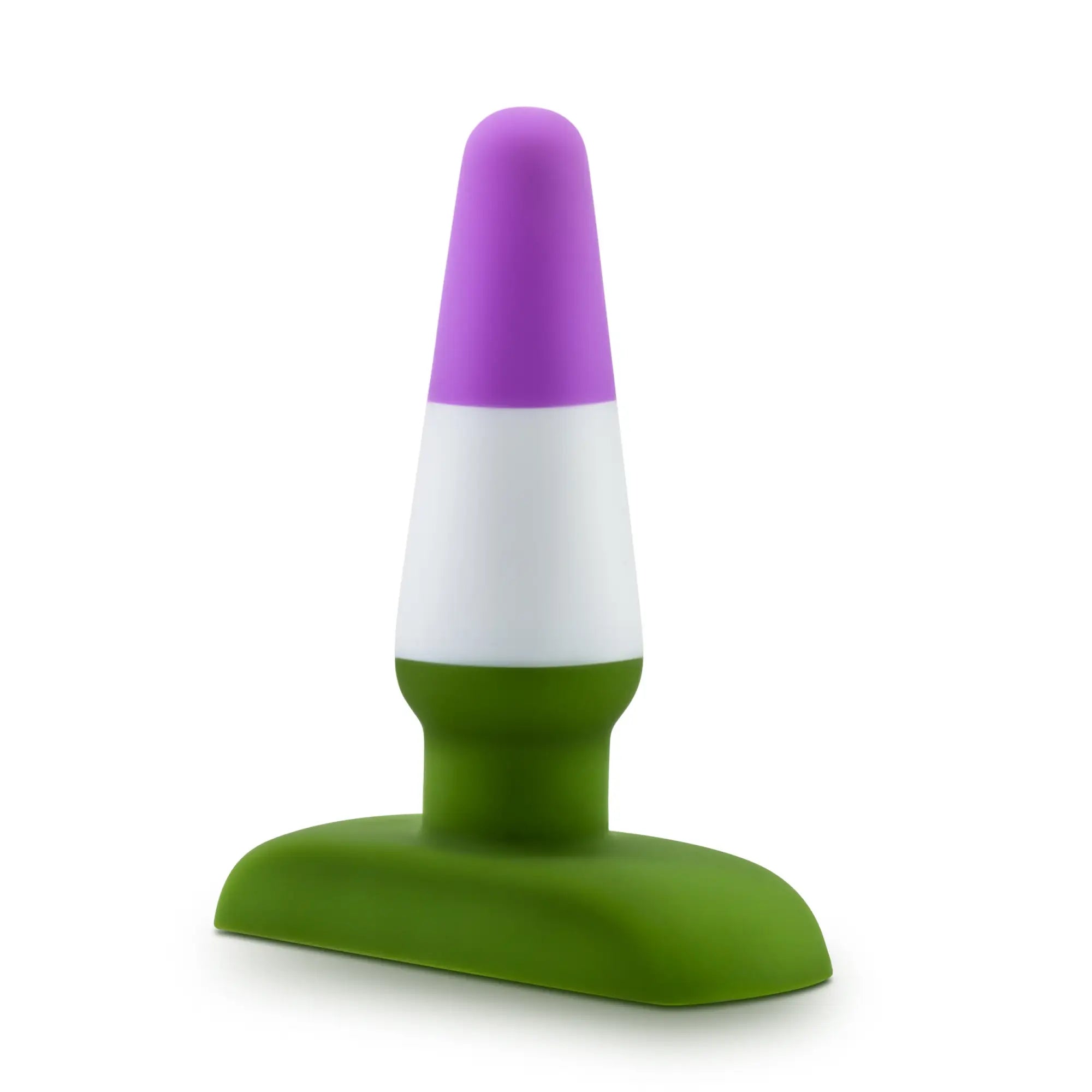 Avant Avant Pride P6 beyond silicone butt plug in purple white and green with a flat base for comfortable use