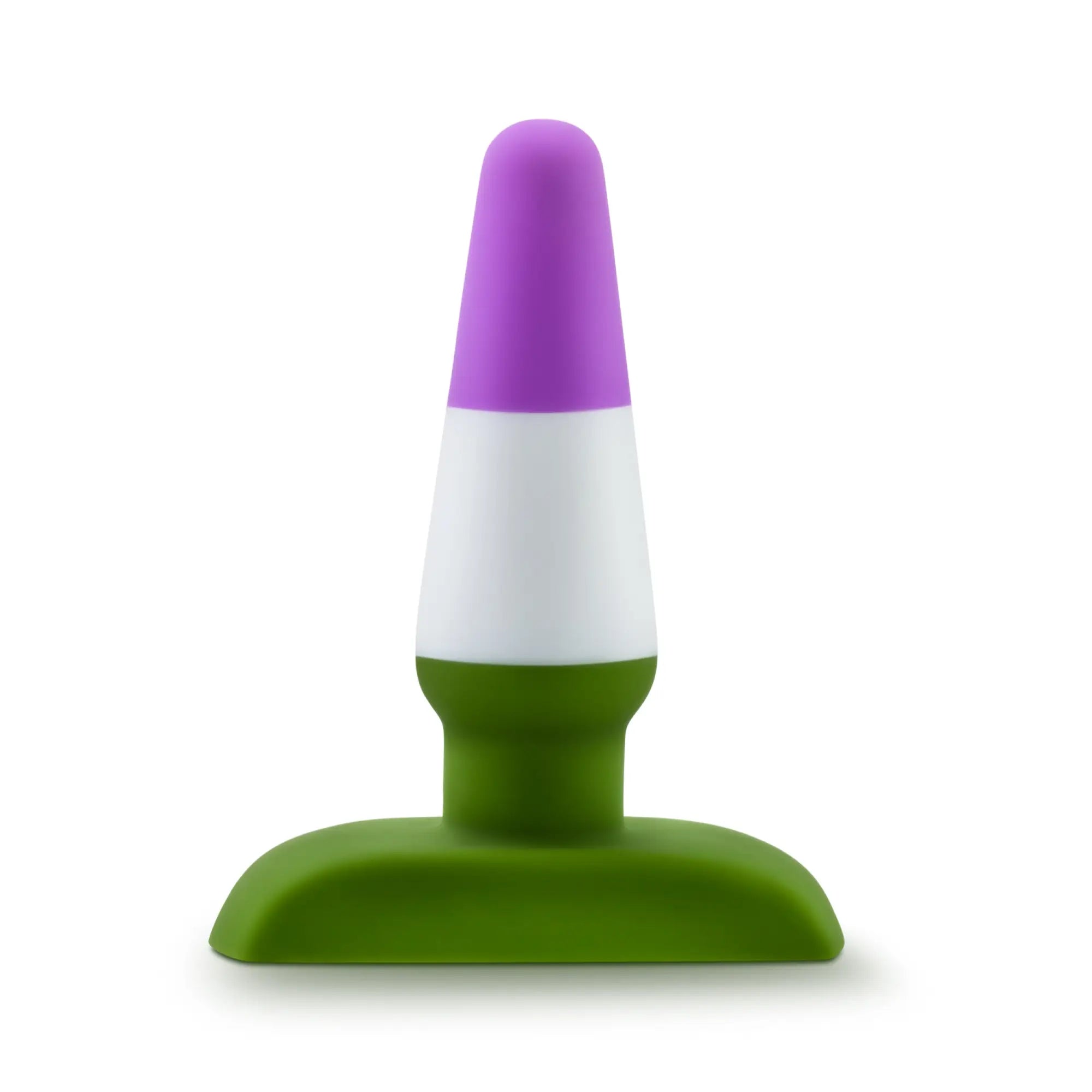 Avant Avant pride P6 beyond silicone butt plug in purple white and green with a flat base