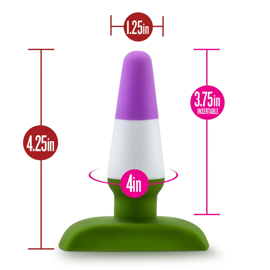 Avant avant pride p6 beyond silicone butt plug in purple white and green with flared base for comfortable use