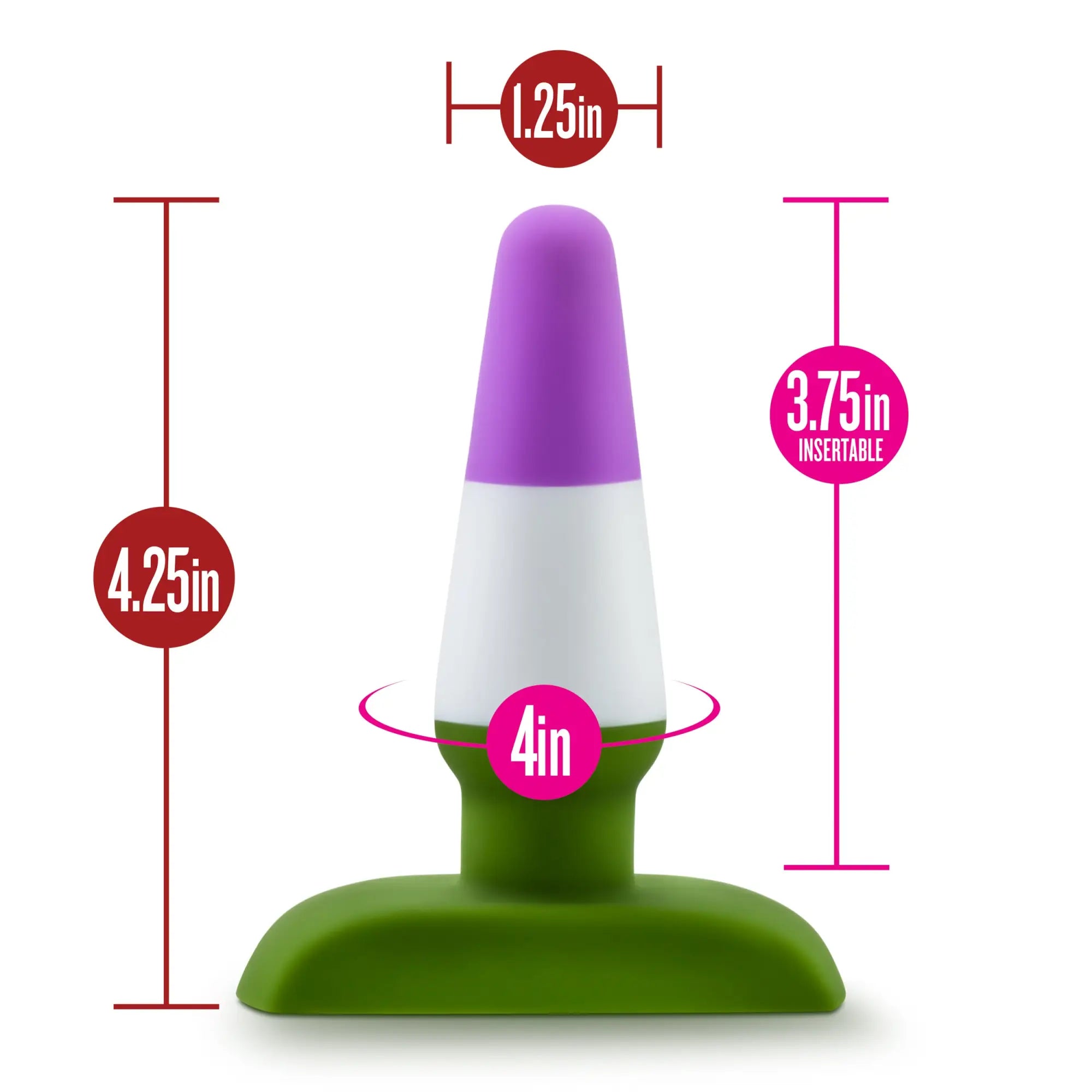 Avant avant pride p6 beyond silicone butt plug in purple white and green with flared base for comfortable use
