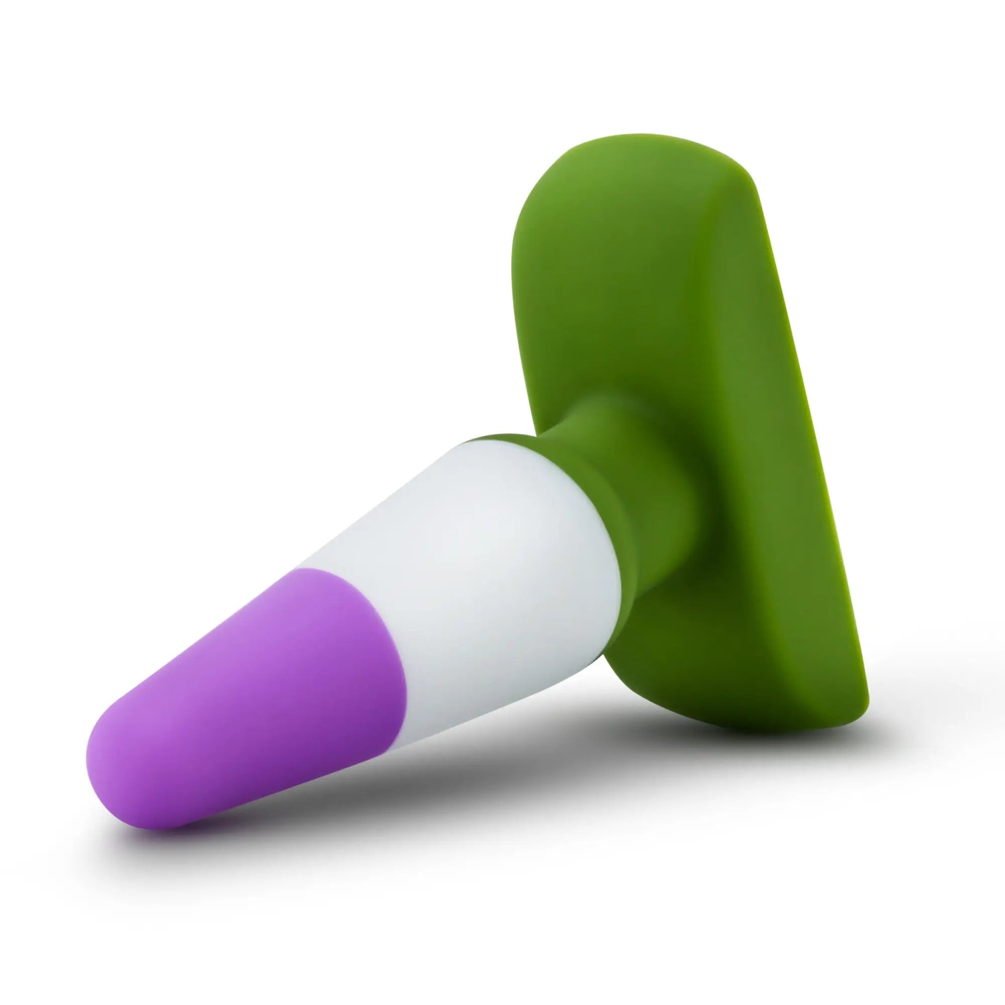 Avant Avant Pride P6 beyond silicone butt plug with three-toned purple, white, and green t-shaped handle design