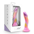 A vibrant gradient-pink and purple silicone dildo with a smooth curved design by Avant Avant Suns Out