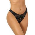 Axami lingerie floral lace thong black with intricate gold and blue floral embroidery detailing