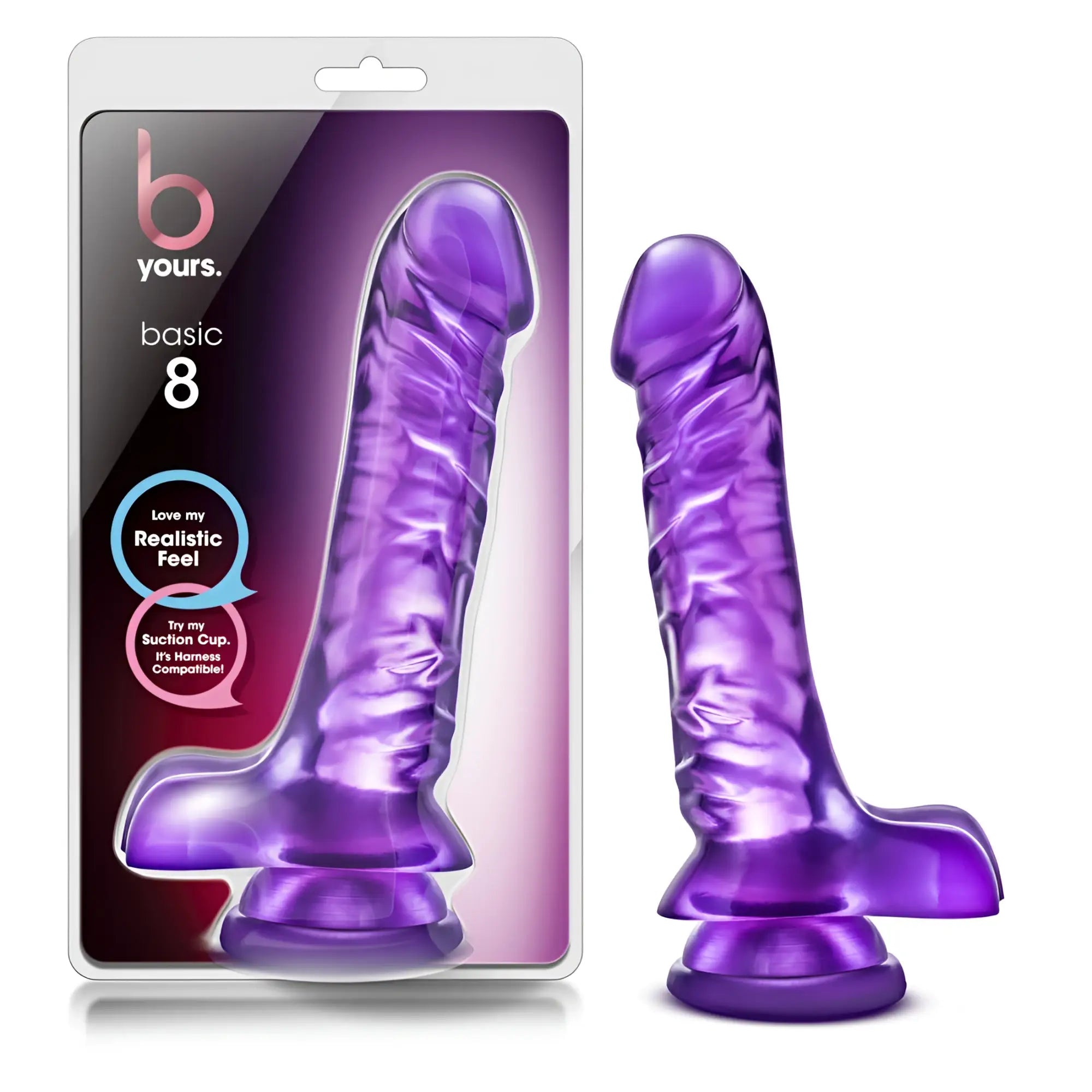 Purple translucent silicone dildo b.yours basic 8 designed for personal use and pleasure