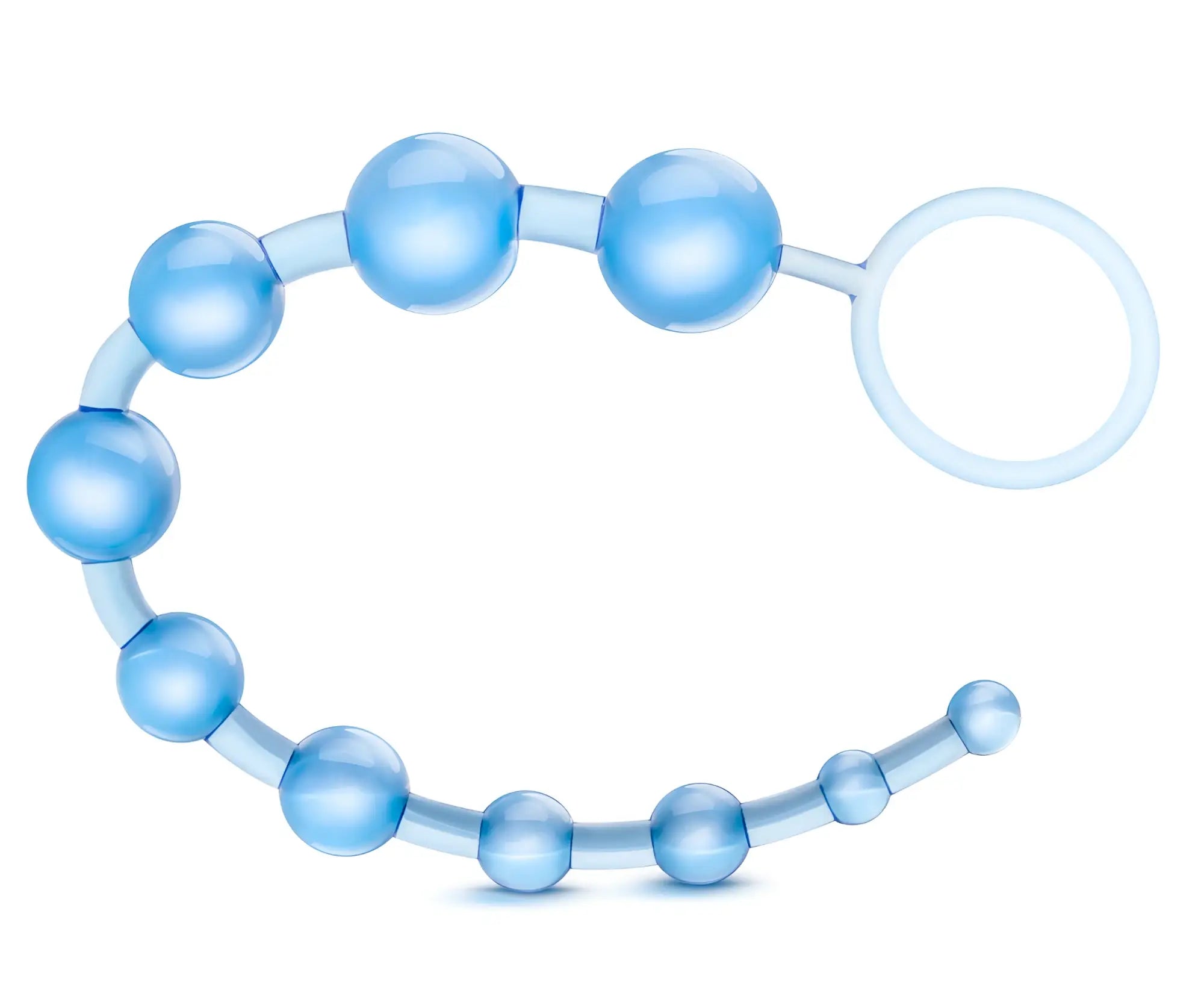 Light blue translucent plastic anal plug with circular ring end from b yours basic beads blue collection