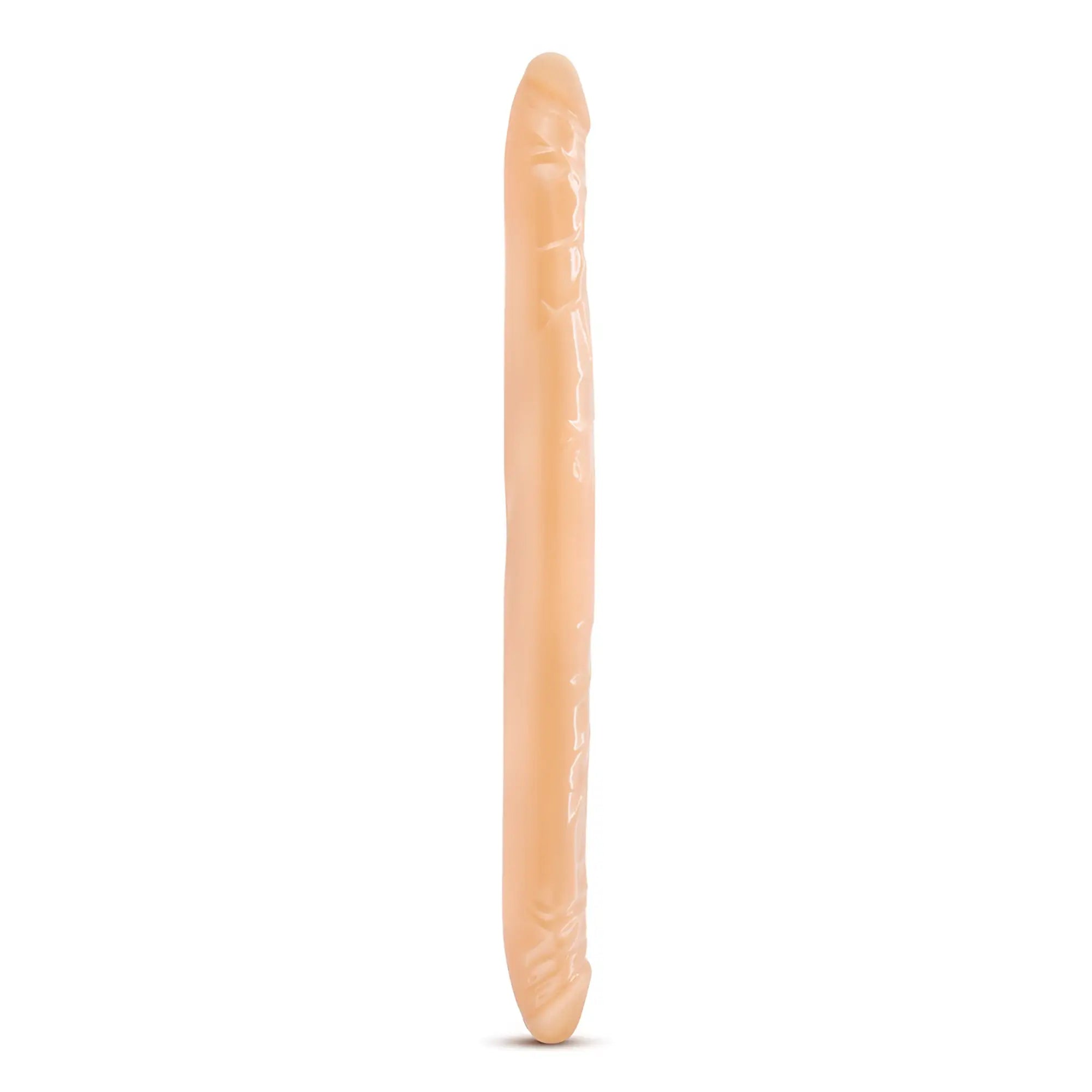 Beige silicone double dildo with realistic textured surface 16in from b yours for versatile use