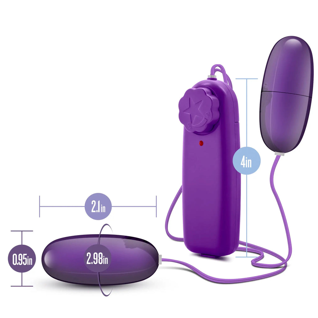 B yours double pop eggs plum purple silicone egg-shaped vibrator with matching remote control and star design
